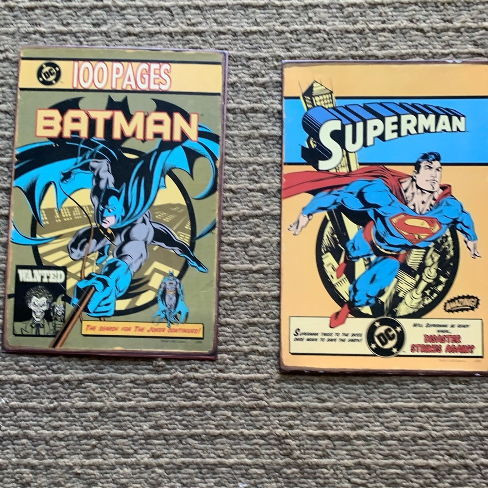 Superhero Wall Tin art . Batman Superman 8x10